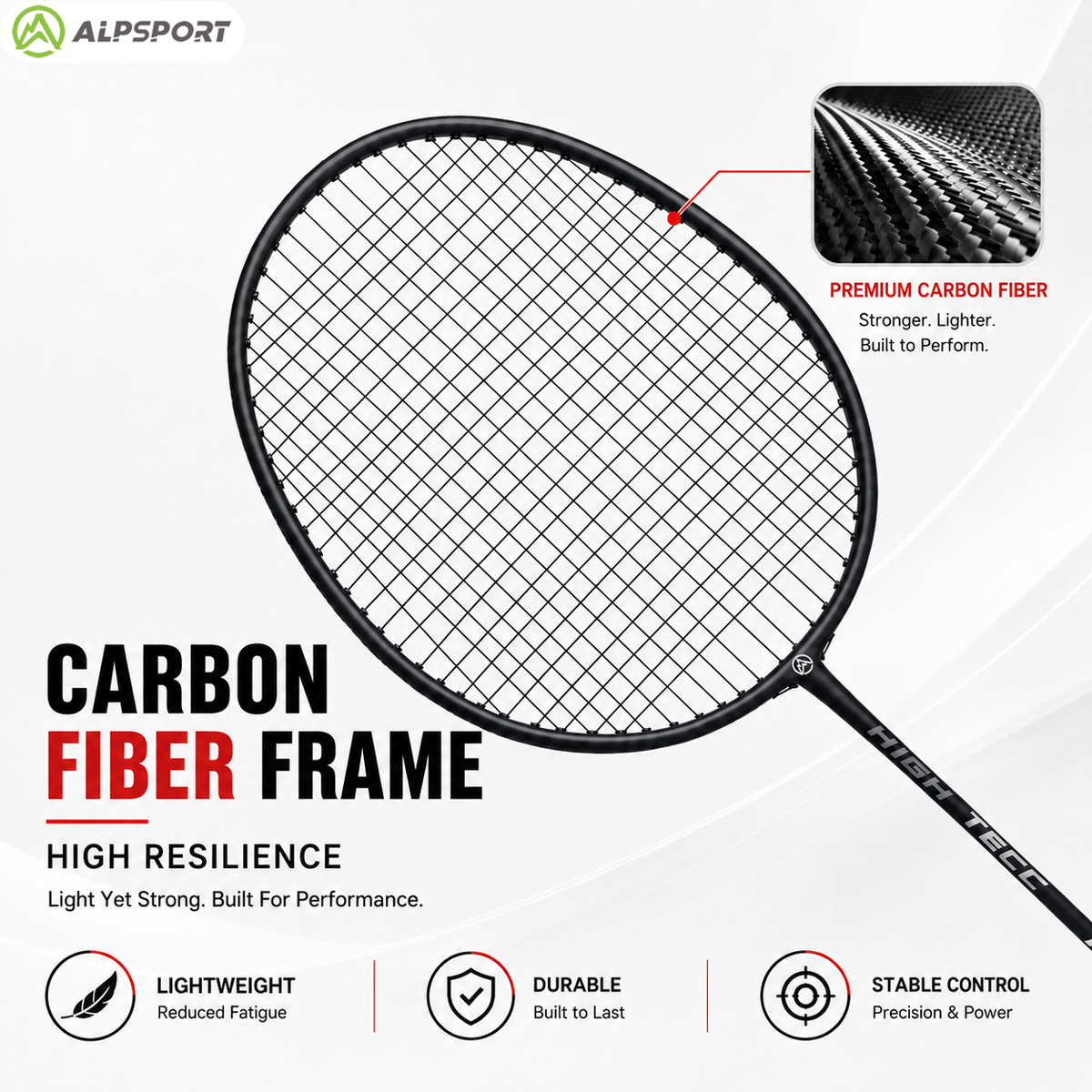 Badminton Racket Carbon - ALPSPORT RR 2Pcs Badminton Racket Set