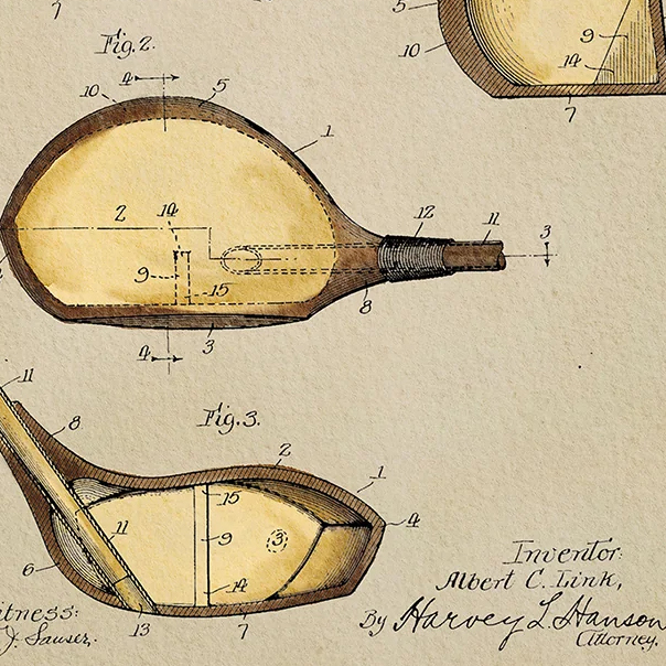 Vintage Golf Patent Art Prints - Sports Equipment Drawing incelemesi ve fiyatı