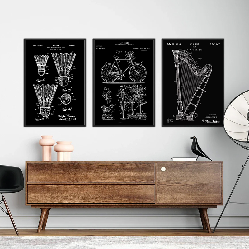 Patent Black And White poster  - Sports Equipment Drawing incelemesi ve fiyatı